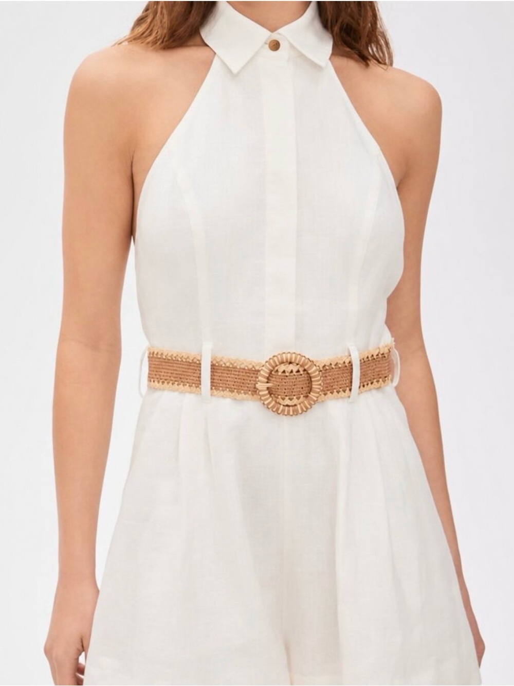 NWOT House of Harlow 1960 Linen Halter Neck Romper Size 2 Minimalist Boho Chic